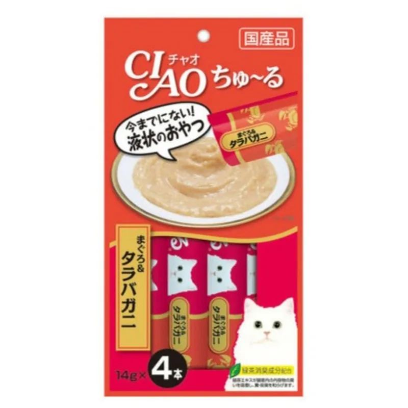 CIAO Churu liquid cat treat pack, tuna and snow crab, 14g x 4