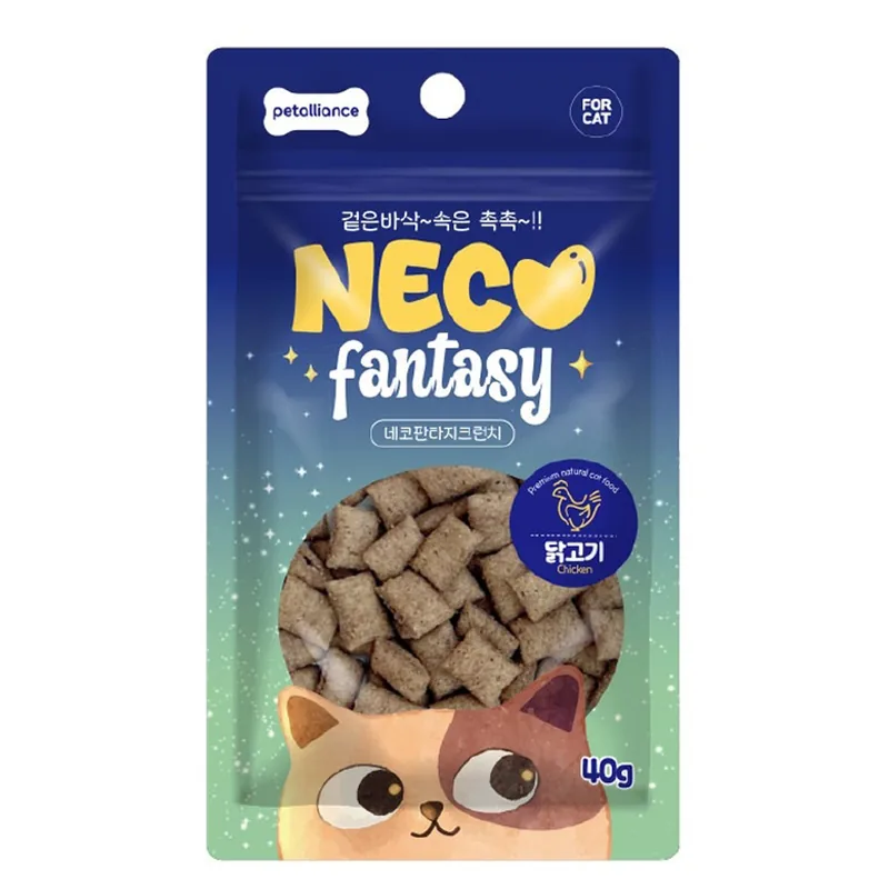 NECO fantasy chicken flavour crunchy cat treat pack, 40g, by petalliance